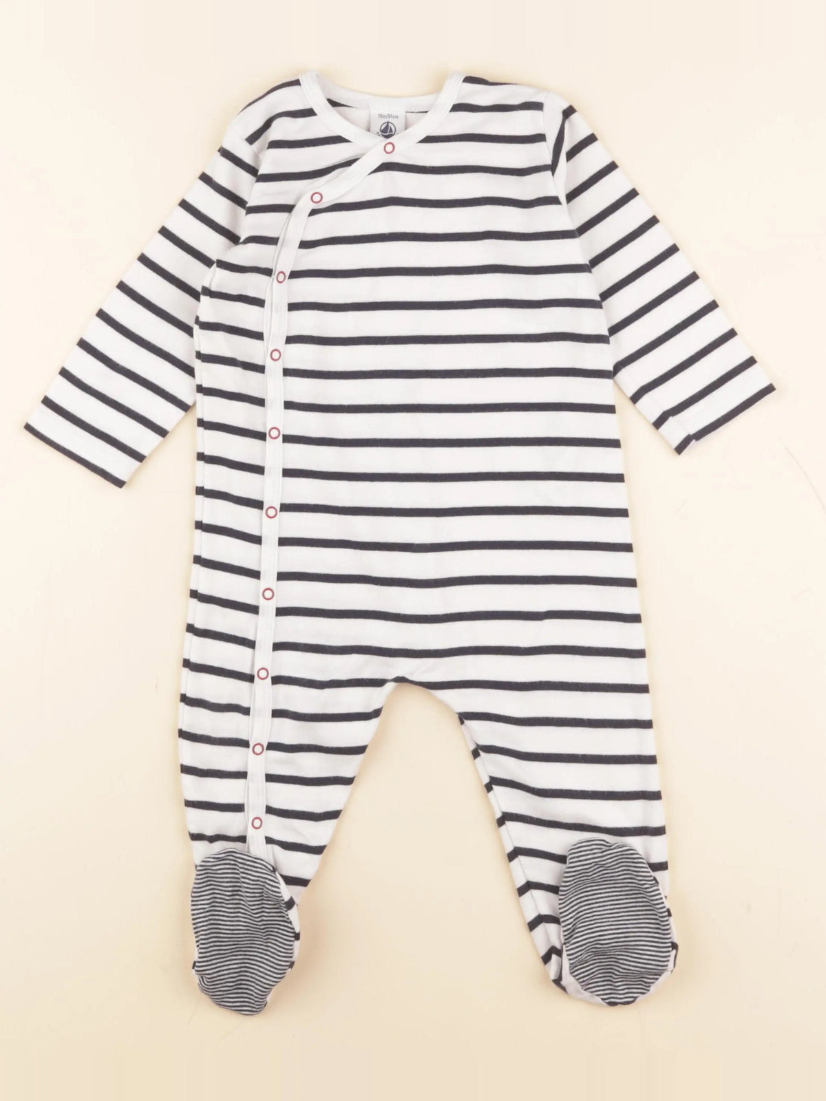 Petit Bateau - pyjama coton bleu, blanc - 18 mois
