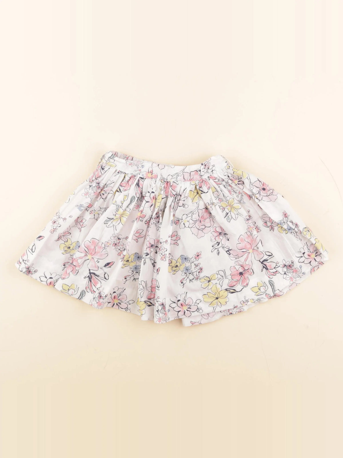 Petit Bateau - jupe blanc, rose - 6 ans