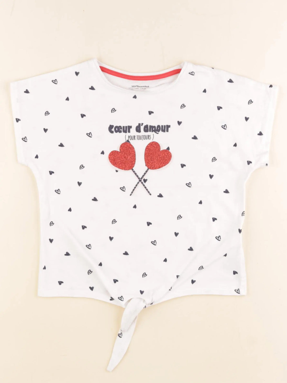 Vertbaudet - tee-shirt blanc, bleu - 5 ans