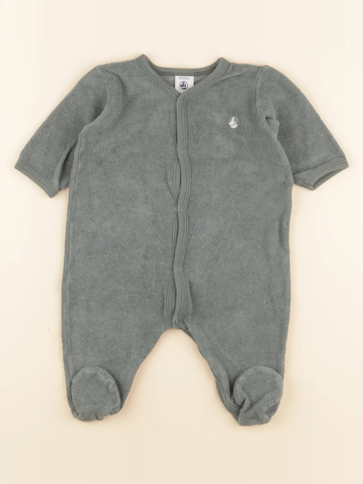 Petit Bateau - pyjama coton vert - 3 mois