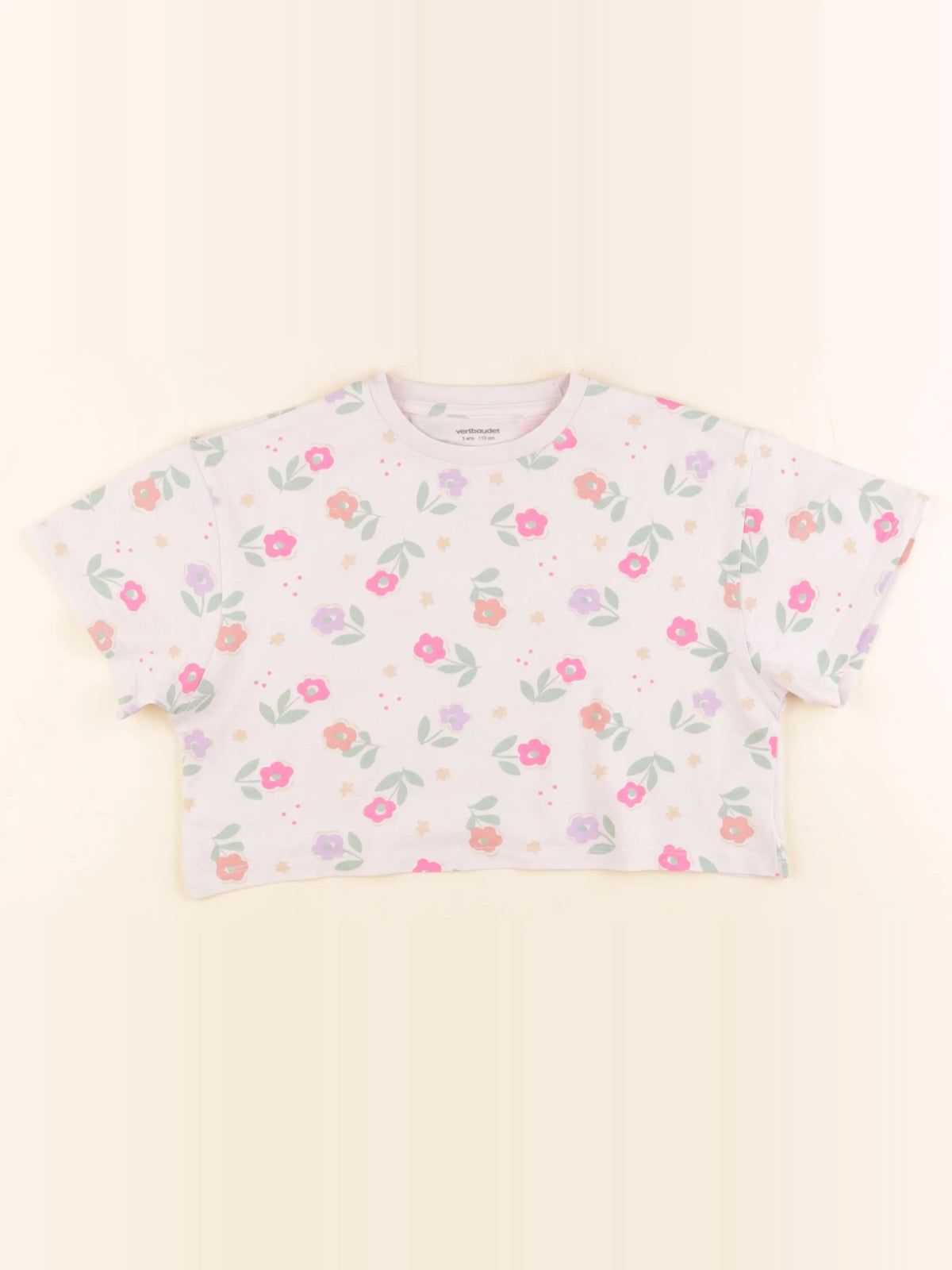 Vertbaudet - tee-shirt court  rose - 5 ans
