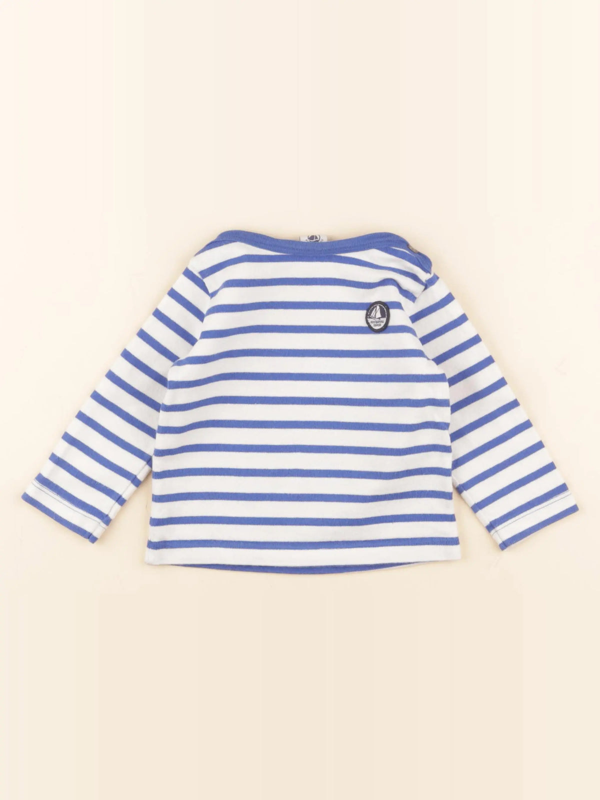 Petit Bateau - tee-shirt blanc, bleu - 12 mois