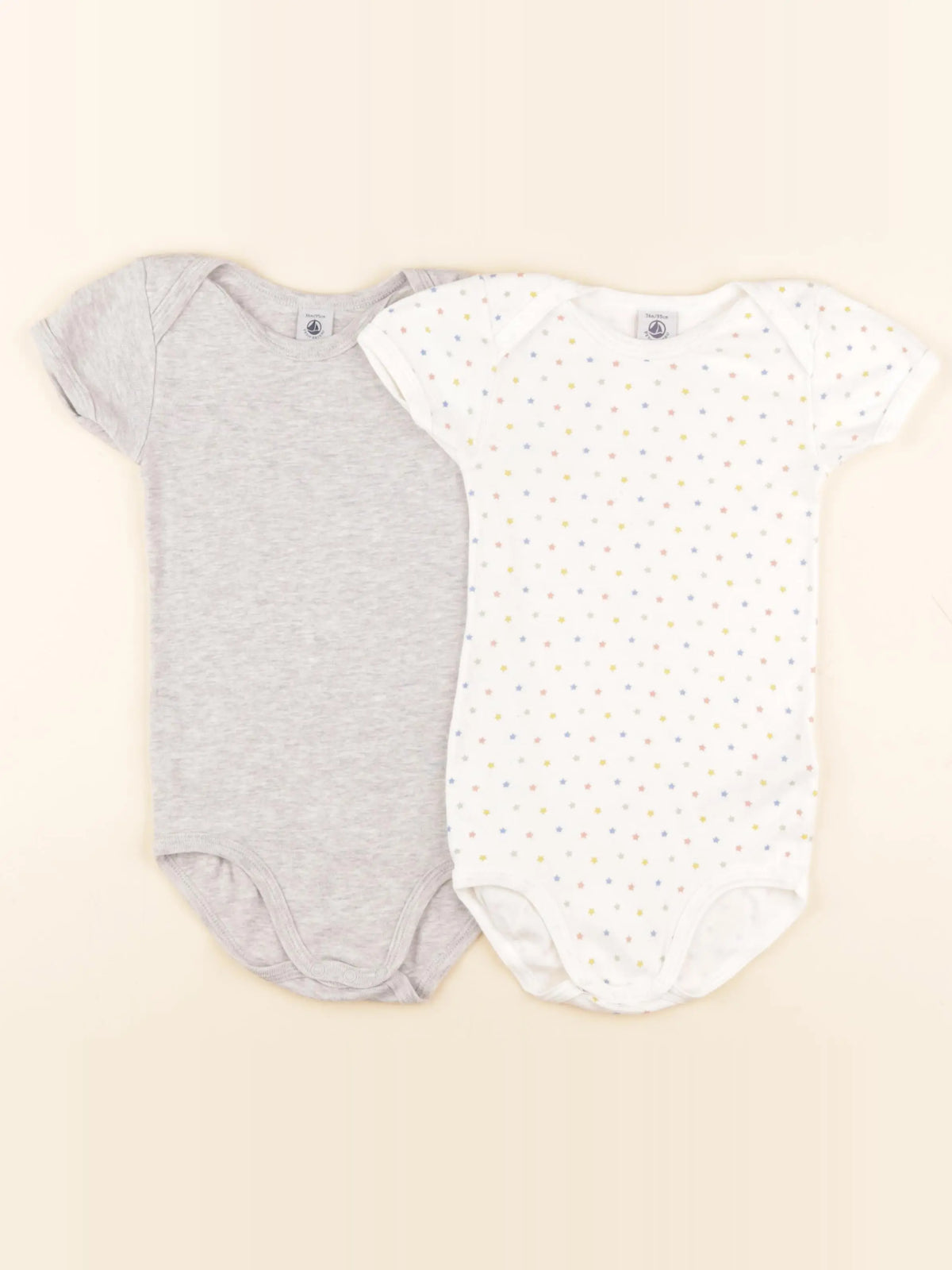 Petit Bateau - lot de 2 bodies en coton blanc, gris - 36 mois