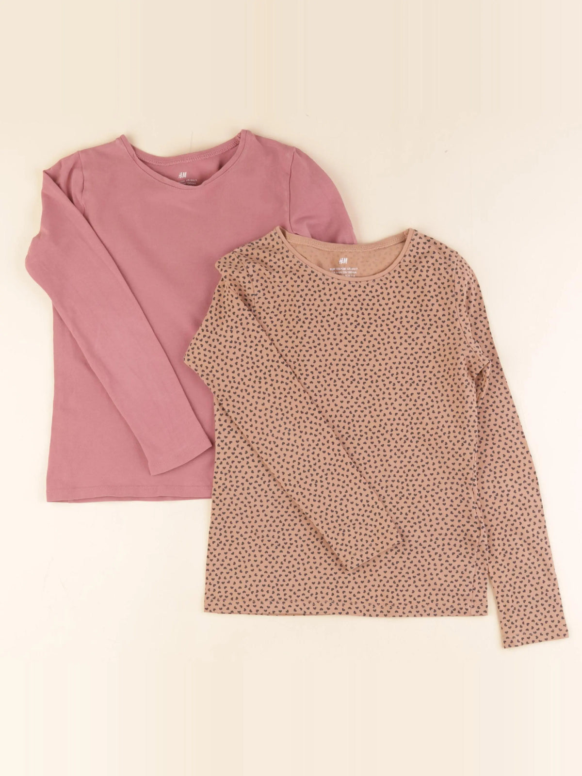 H&M - lot de 2 tee-shirts marron, rose - 6/7 ans