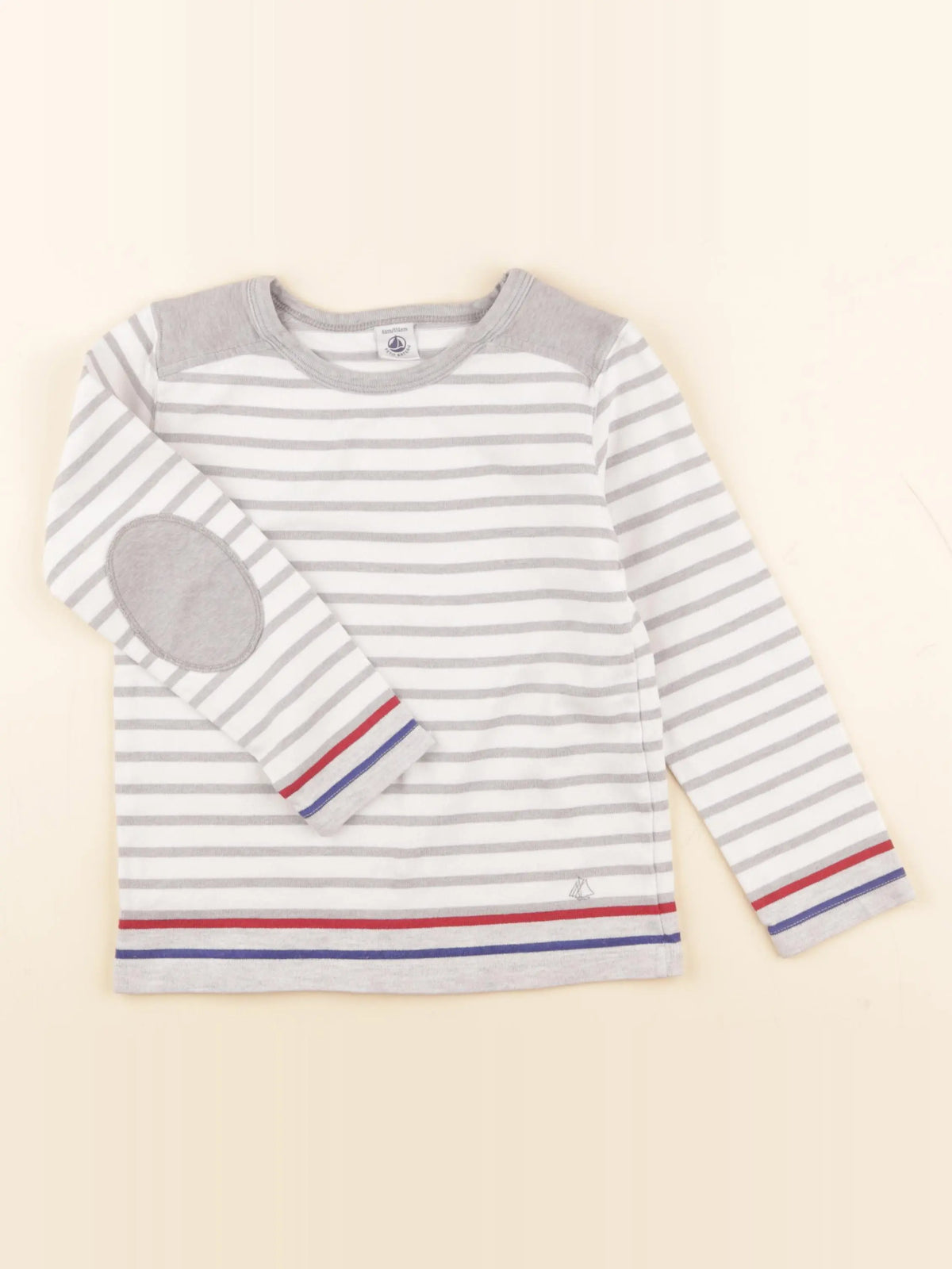 Petit Bateau - tee-shirt blanc, gris - 6 ans
