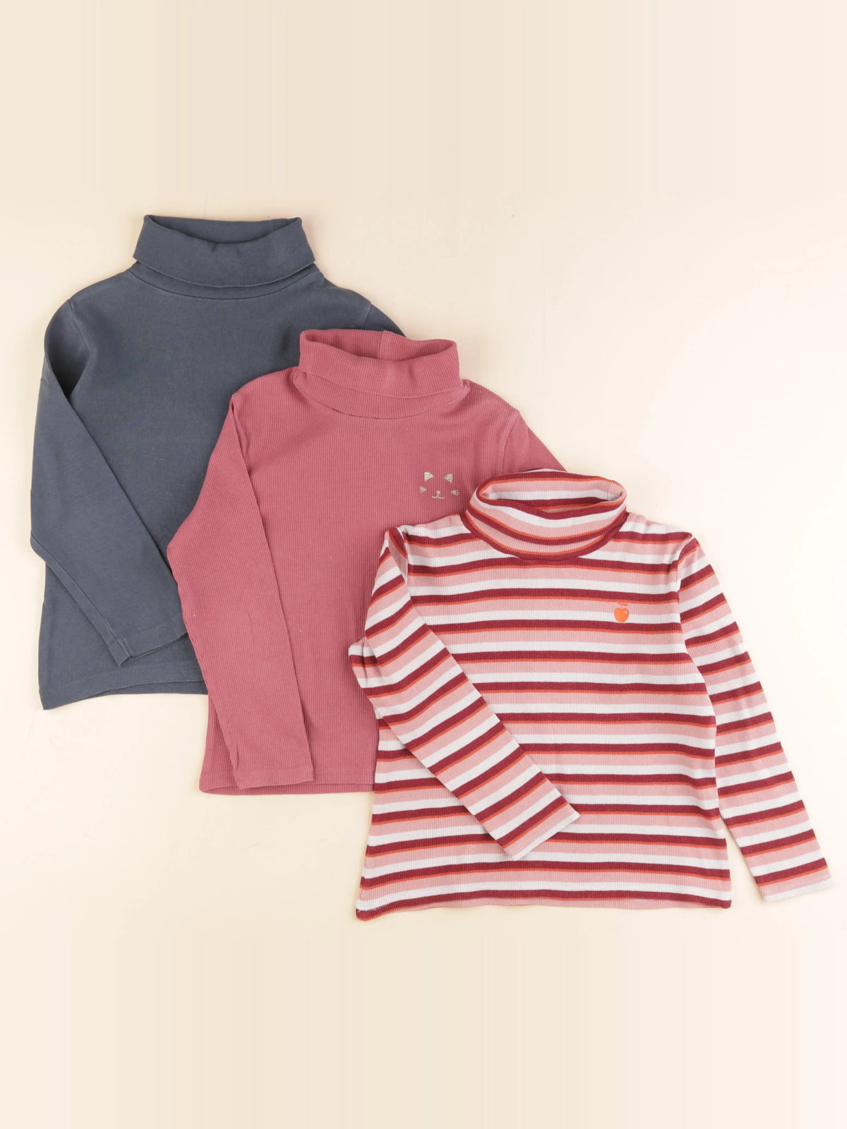 Vertbaudet - lot de 3 sous-pulls rose - 6 ans