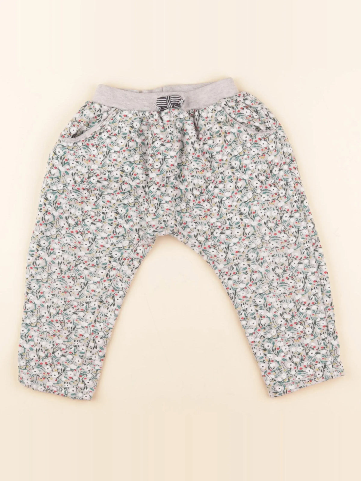 Petit Bateau - sarouel gris, vert - 36 mois