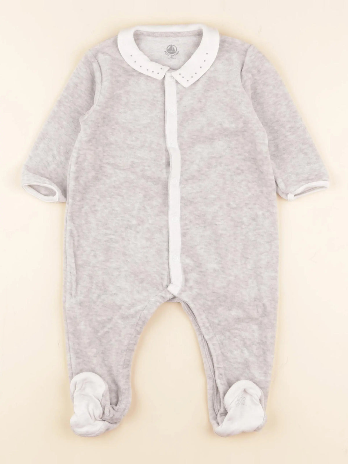 Petit Bateau - pyjama velours gris - 9 mois