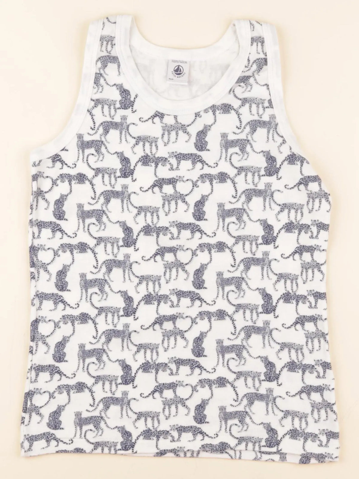 Petit Bateau - maillot de corps blanc, bleu - 10 ans
