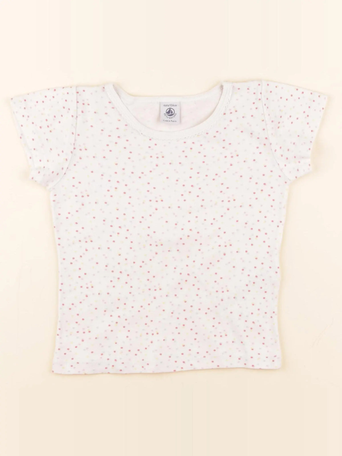 Petit Bateau - maillot de corps blanc, rose - 4 ans