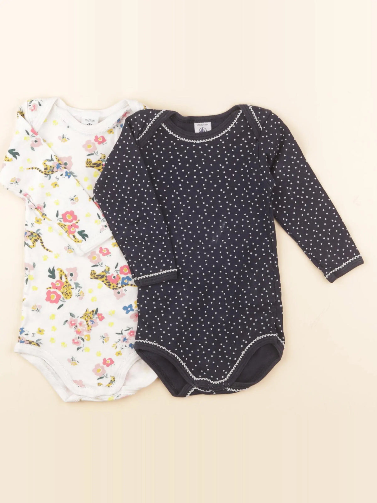 Petit Bateau - lot de 2 bodies en coton bleu, multicolore - 12 mois