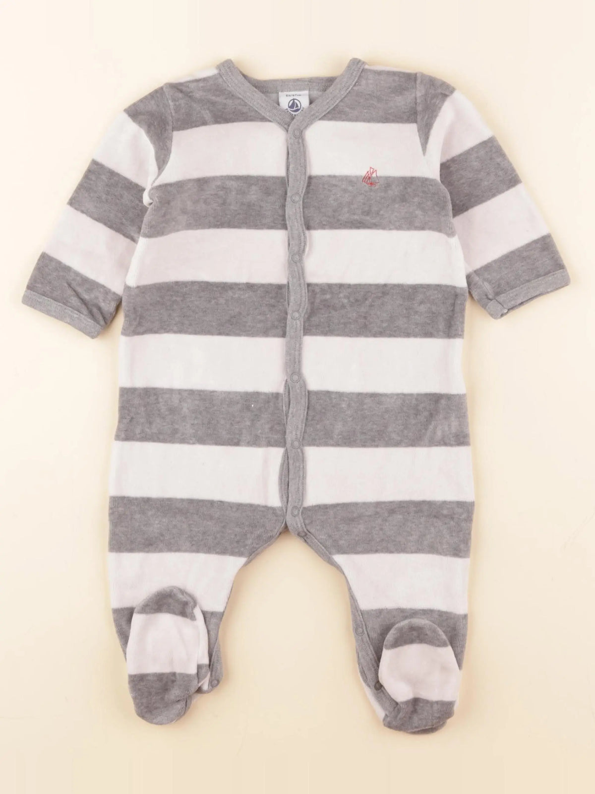 Petit Bateau - pyjama velours gris - 6 mois
