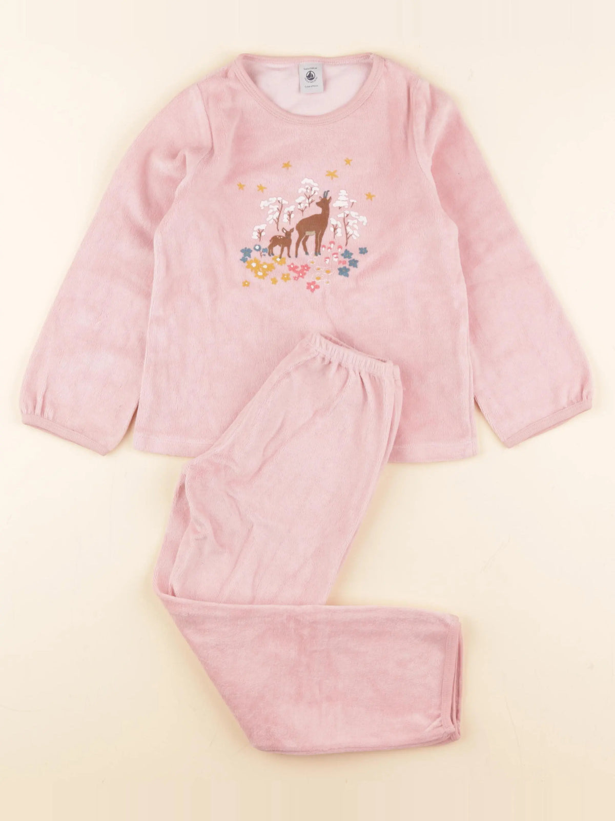 Petit Bateau - pyjama velours rose - 5 ans