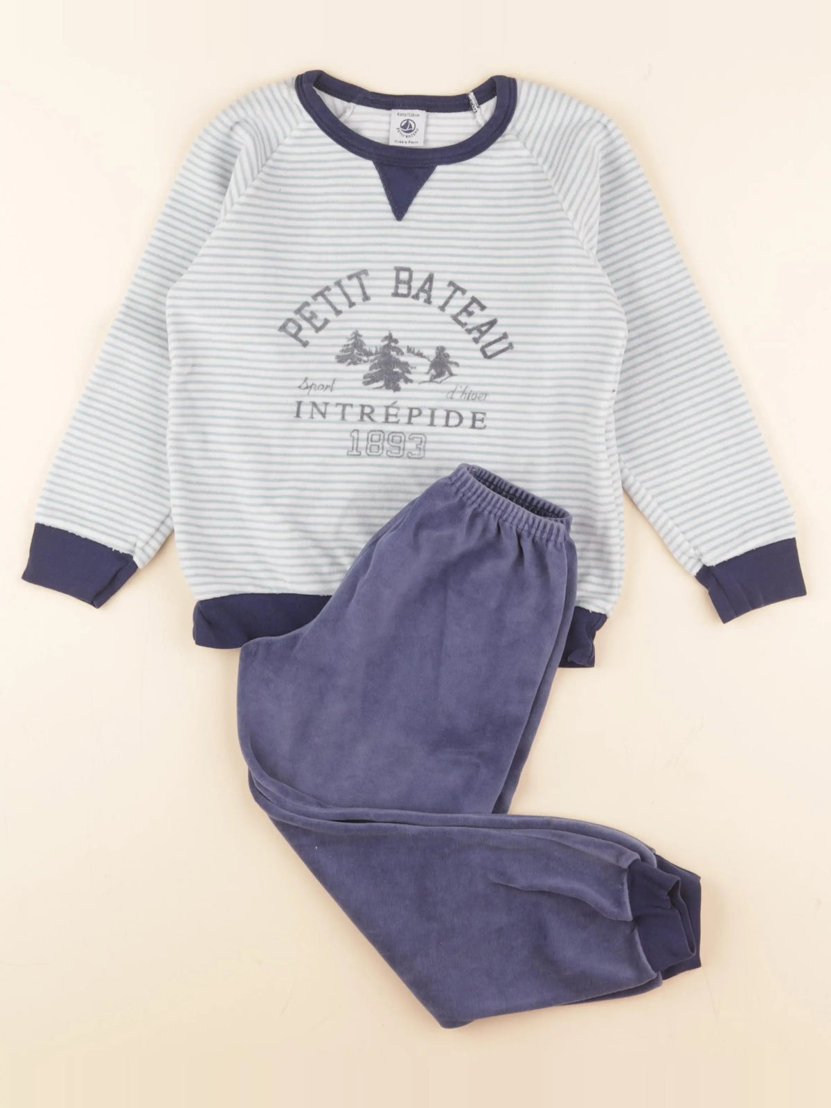 Petit Bateau - pyjama velours bleu - 6 ans