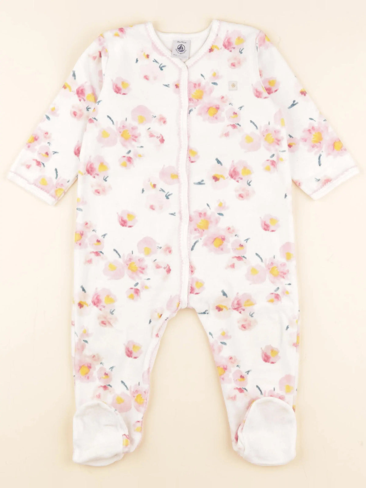 Petit Bateau - pyjama velours rose - 18 mois