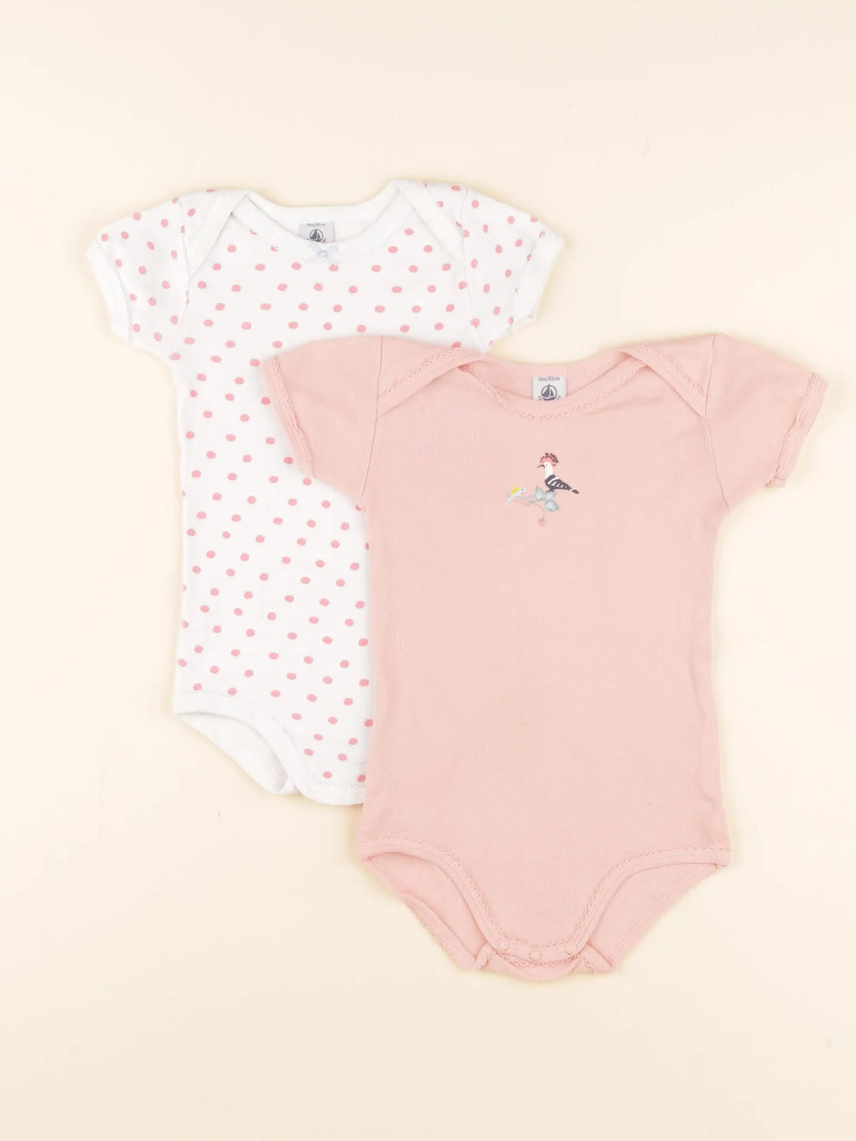 Petit Bateau - lot de 2 bodies en coton rose - 18 mois