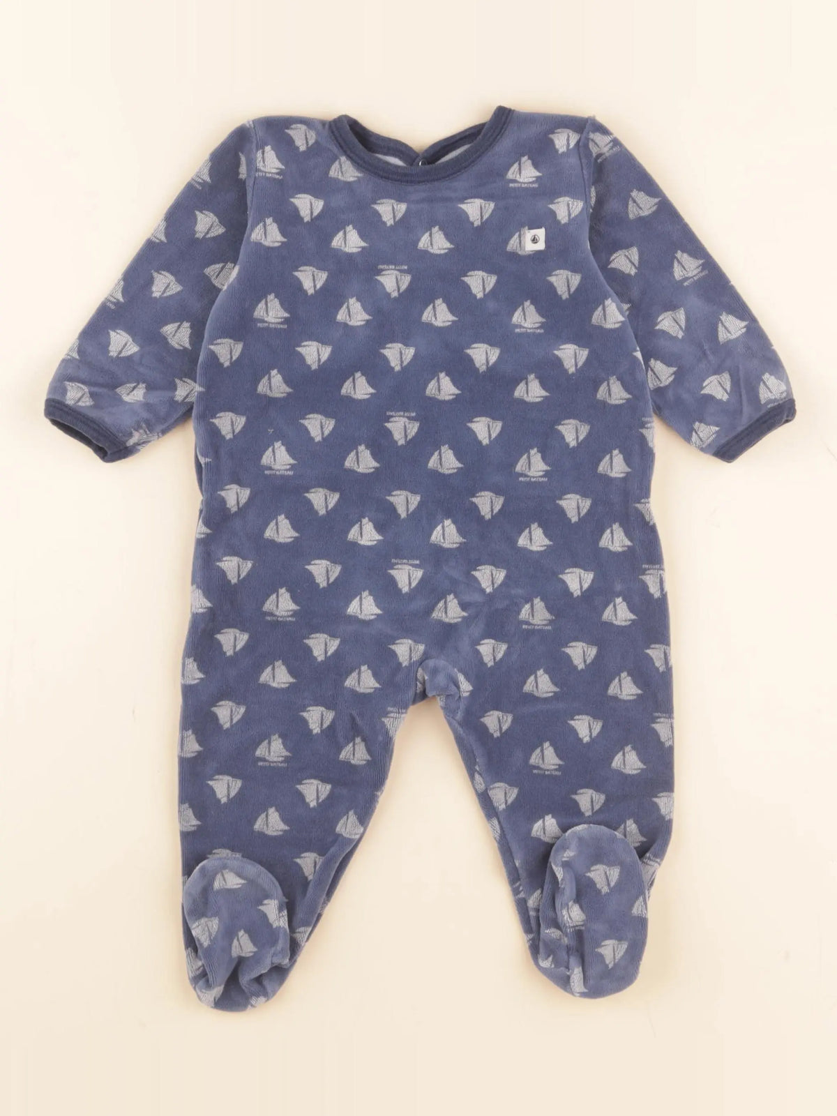 Petit Bateau - pyjama velours bleu - 9 mois
