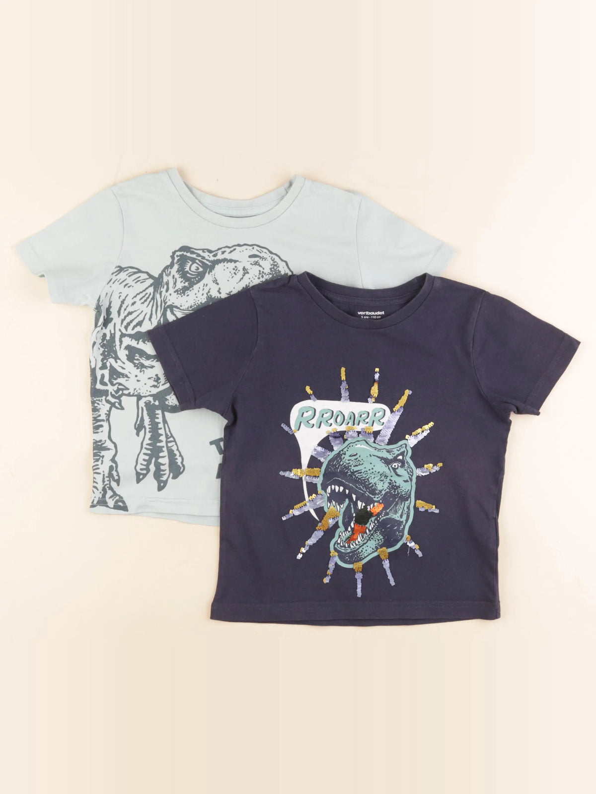 Vertbaudet - lot de 2 tee-shirts bleu, vert - 5 ans