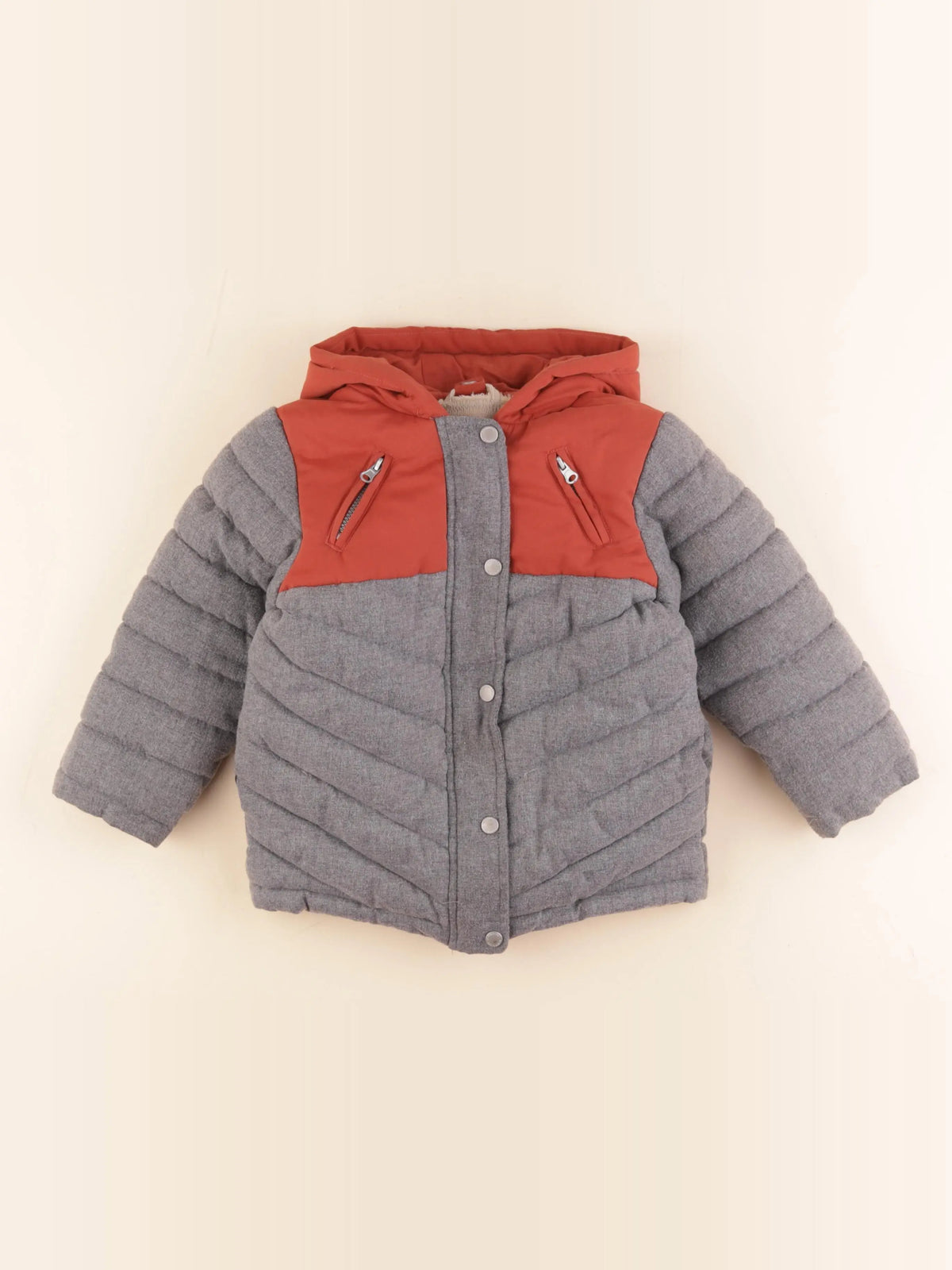 Vertbaudet - manteau doublure amovible gris - 3 ans