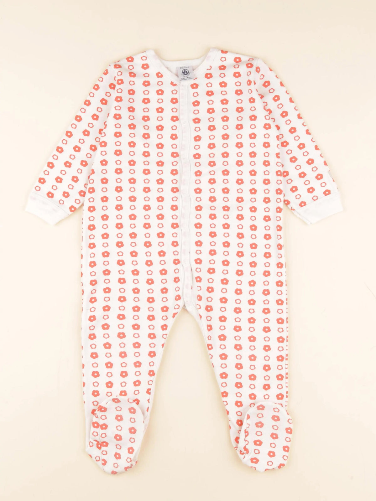 Petit Bateau - pyjama coton blanc, rouge - 24 mois
