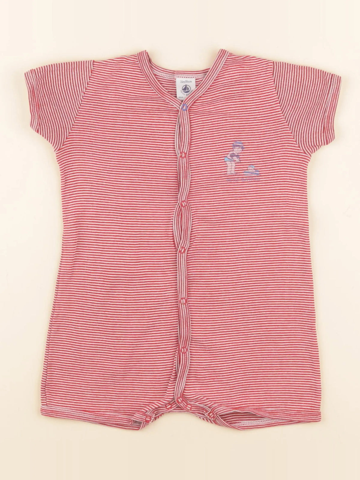 Petit Bateau - pyjama coton rouge - 24 mois