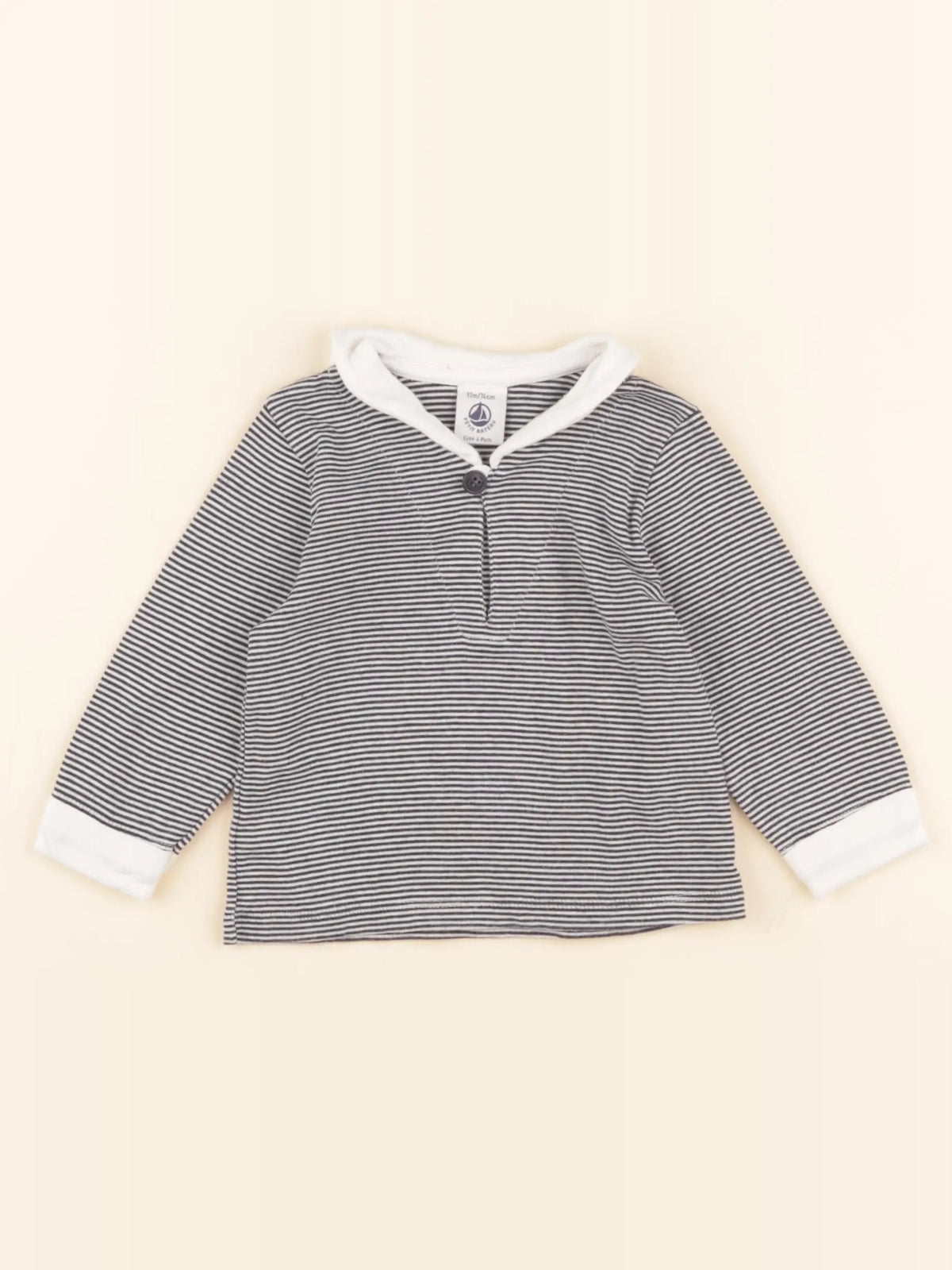 Petit Bateau - tee-shirt bleu, blanc - 12 mois