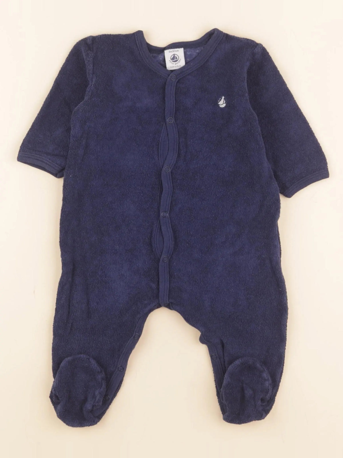 Petit Bateau - pyjama velours bleu - 6 mois