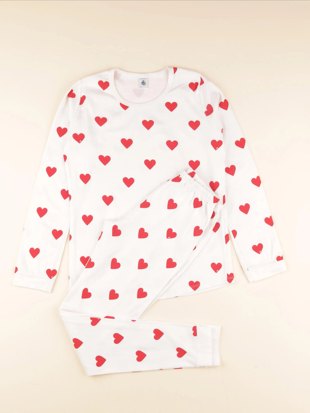 Petit Bateau - pyjama coton blanc, rouge - 12 ans