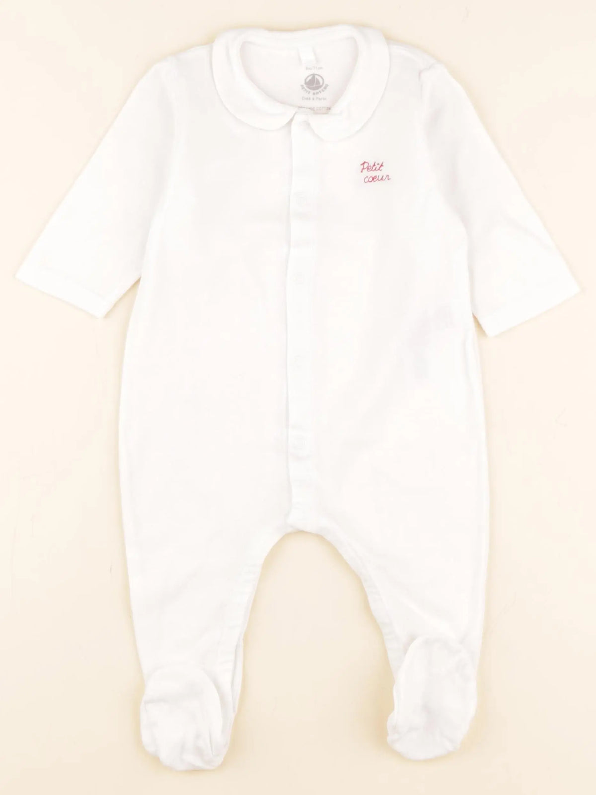 Petit Bateau - pyjama coton blanc - 9 mois