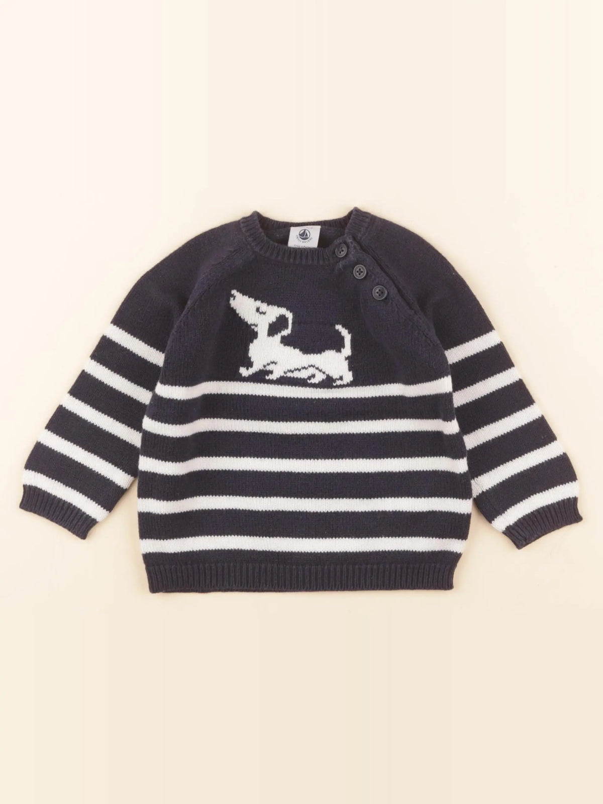 Petit Bateau - pull bleu, blanc - 12 mois