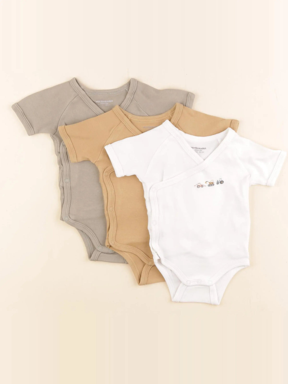 Vertbaudet - lot de 3 bodies en coton multicolore - 3 mois