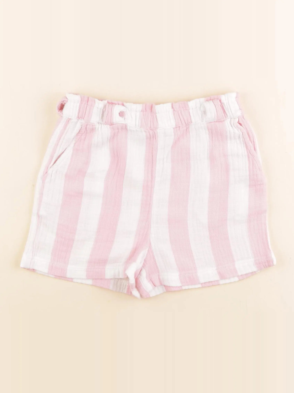 Vertbaudet - short blanc, rose - 6 ans