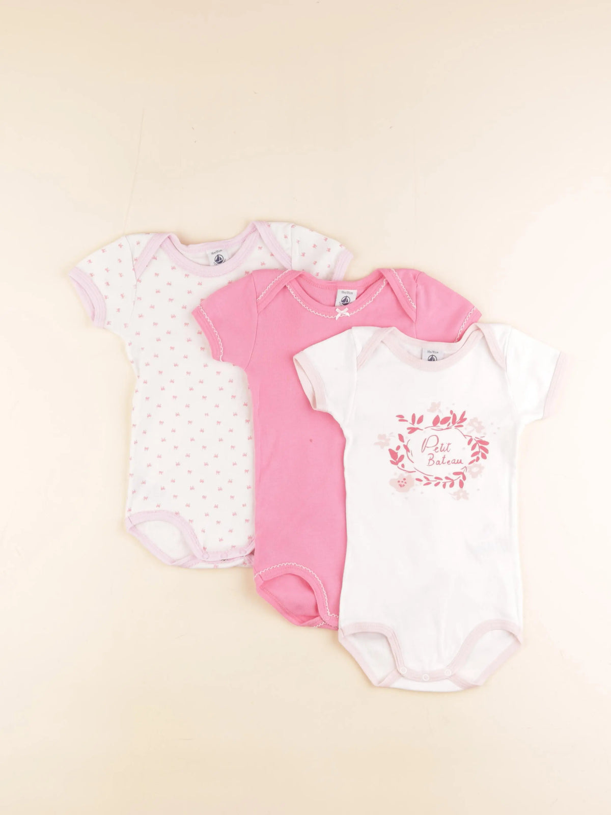 Petit Bateau - lot de 3 bodies en coton blanc - 18 mois