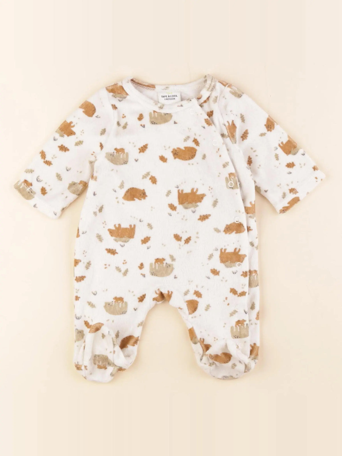 Tape à l'oeil - pyjama velours beige - 1 mois