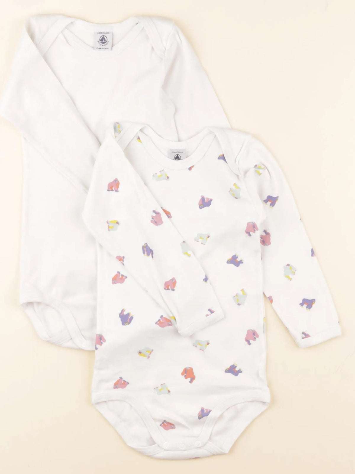 Petit Bateau - lot de 2 bodies en coton blanc - 4 ans