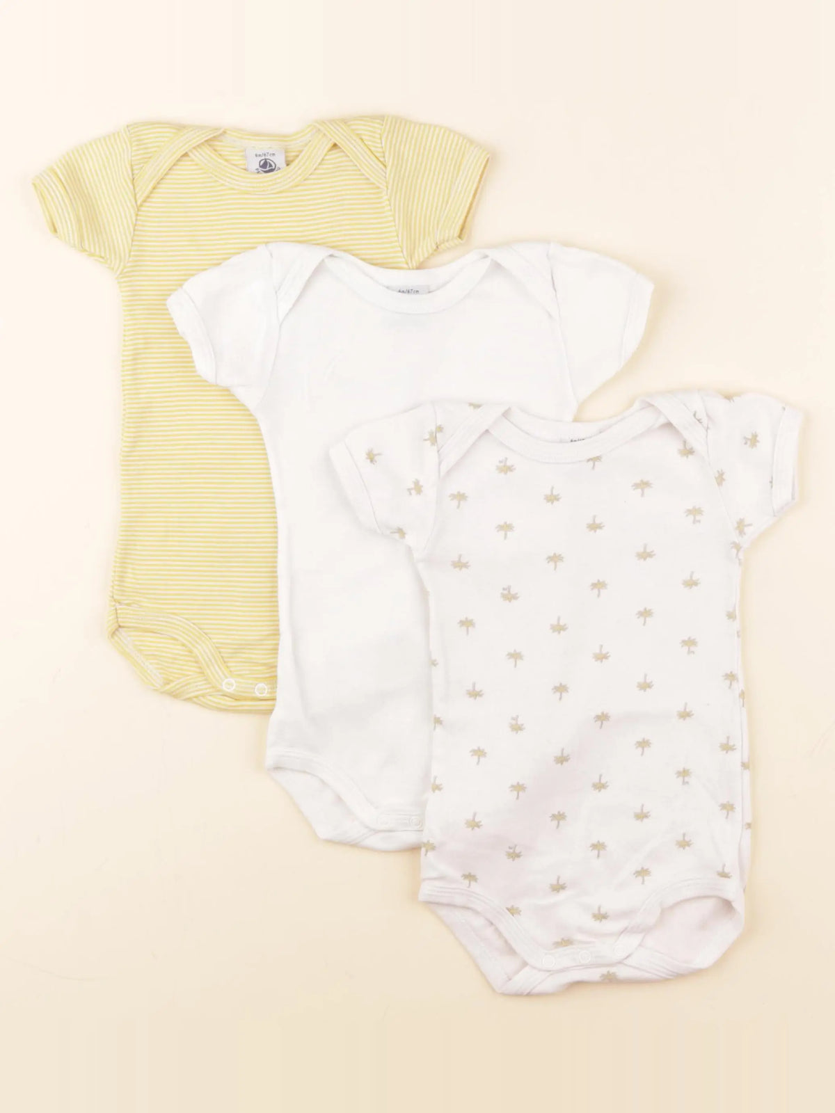 Petit Bateau - lot de 3 bodies en coton multicolore - 6 mois