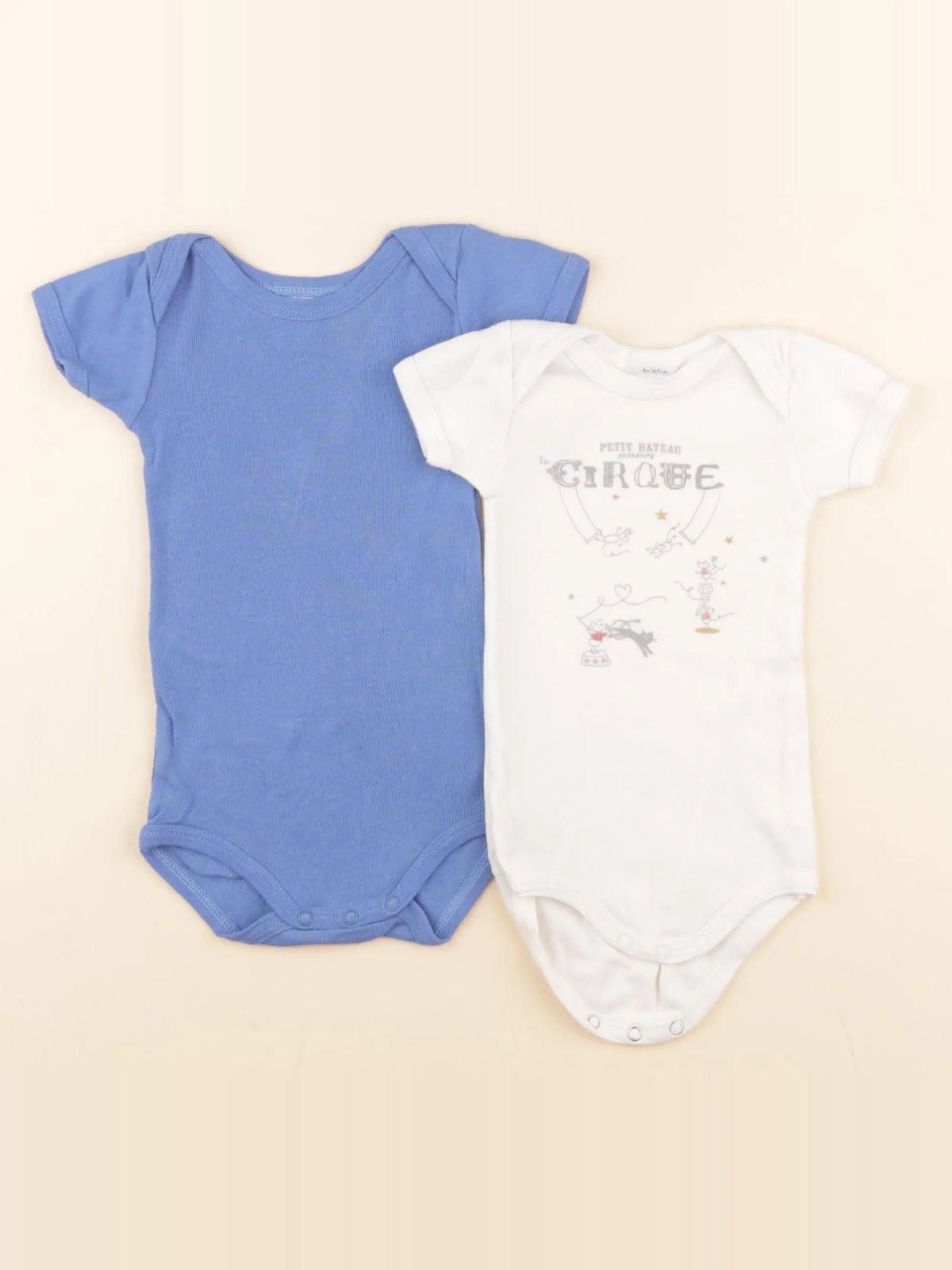 Petit Bateau - lot de 2 bodies en coton bleu, blanc - 3 mois