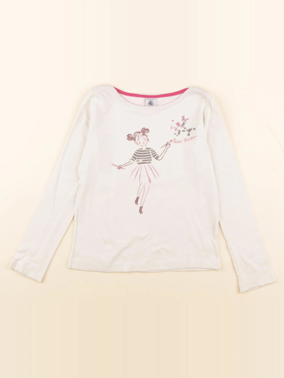 Petit Bateau - tee-shirt beige - 8 ans