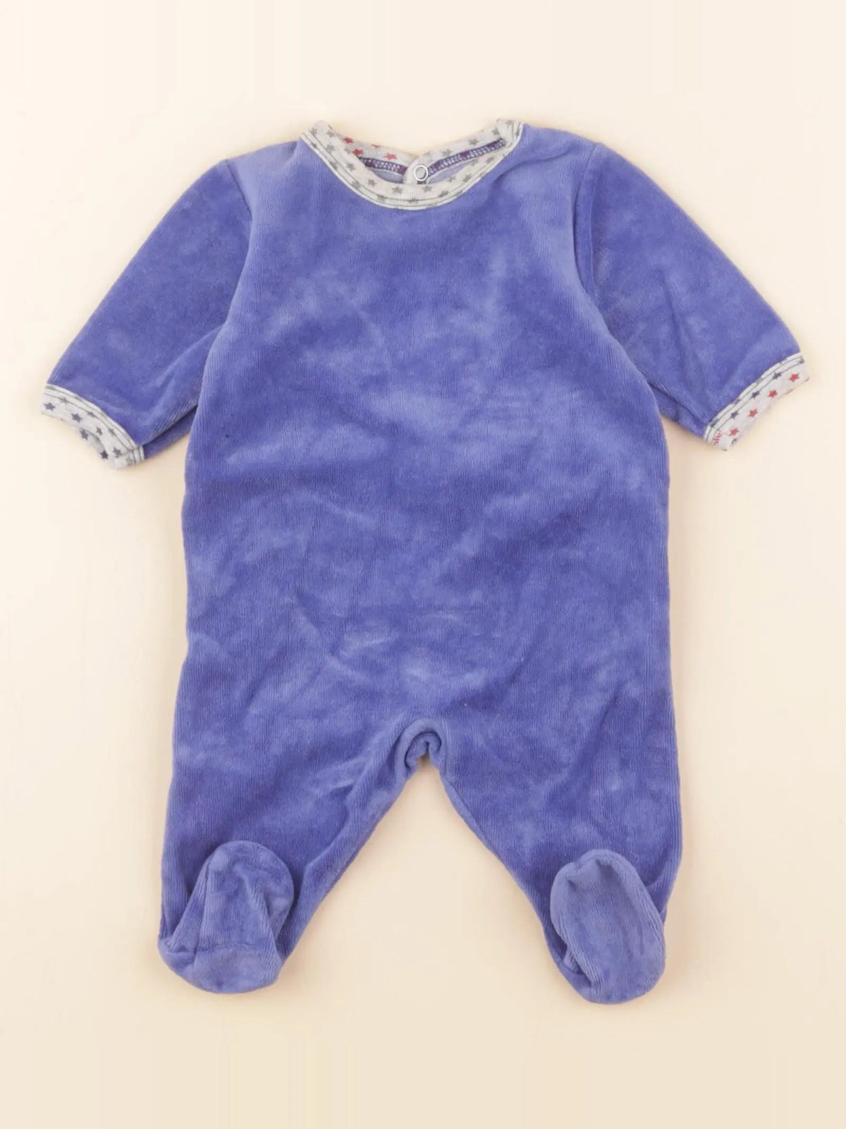 Petit Bateau - pyjama velours bleu - 1 mois
