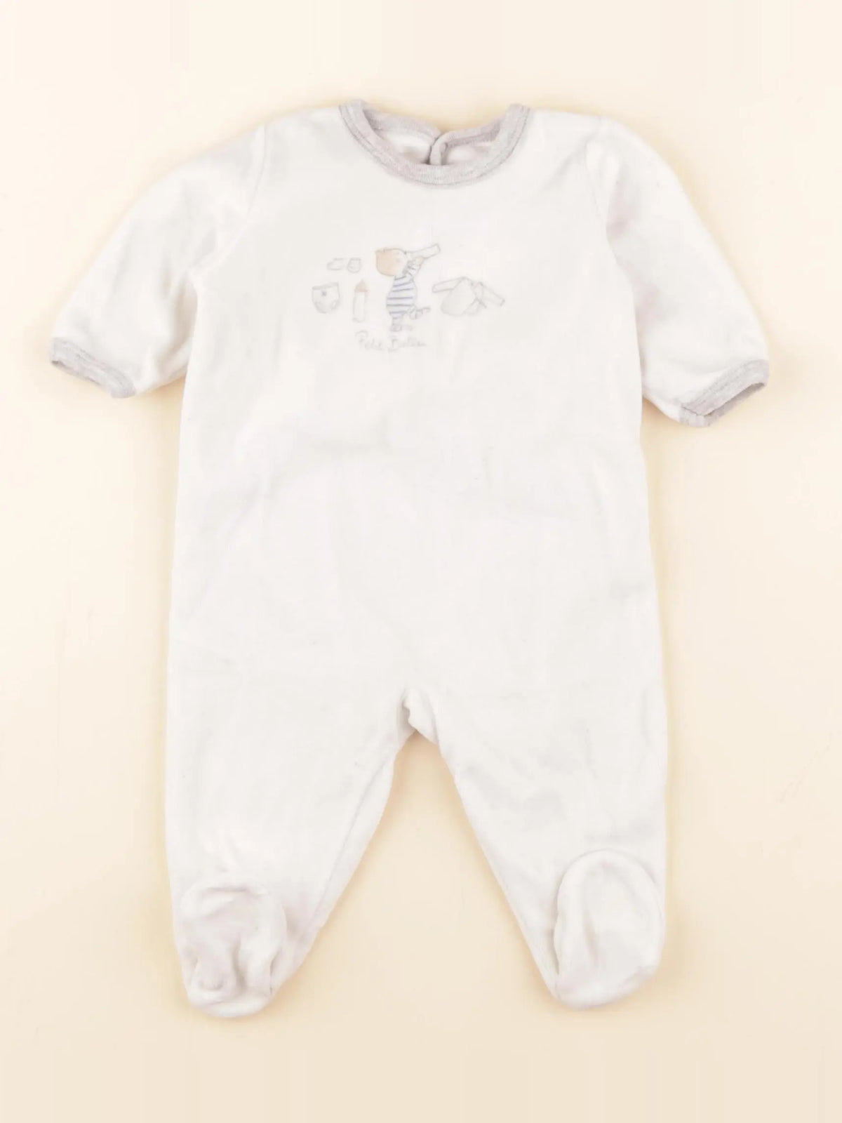 Petit Bateau - pyjama velours blanc - 3 mois