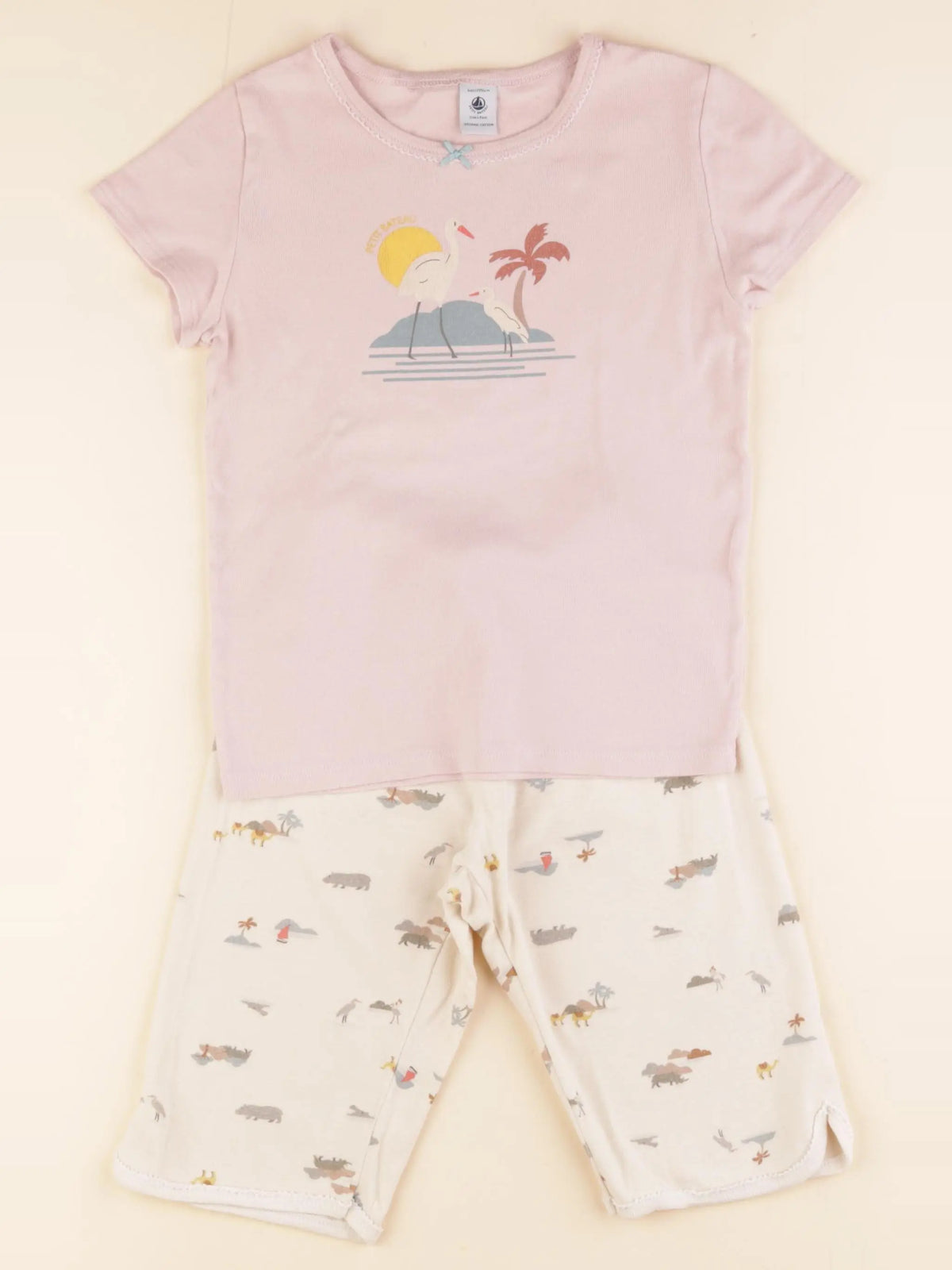 Petit Bateau - pyjama coton beige - 6 ans