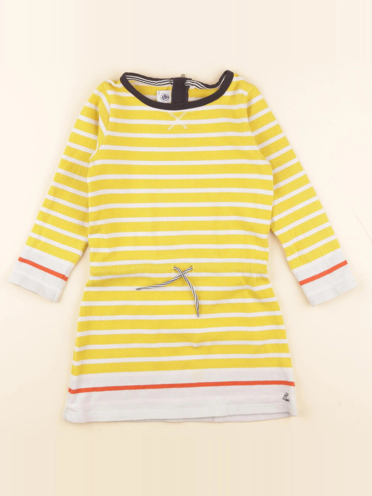 Petit Bateau - robe coton blanc, jaune - 5 ans