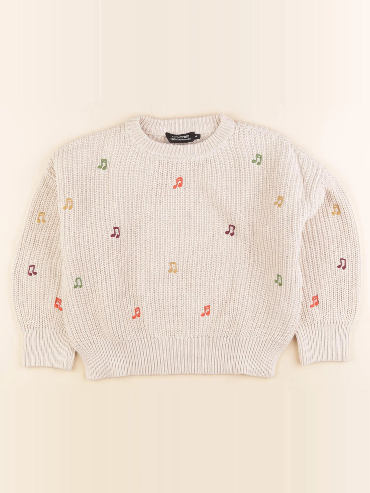 Monoprix - pull beige - 6 ans