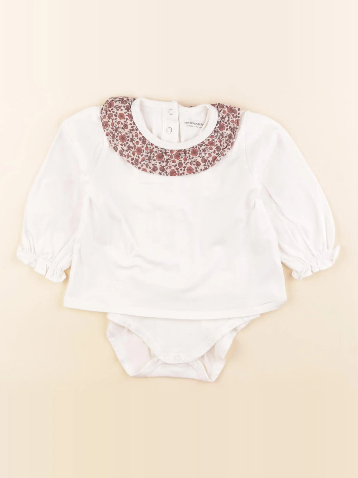 Vertbaudet - body tee-shirt beige - 12 mois