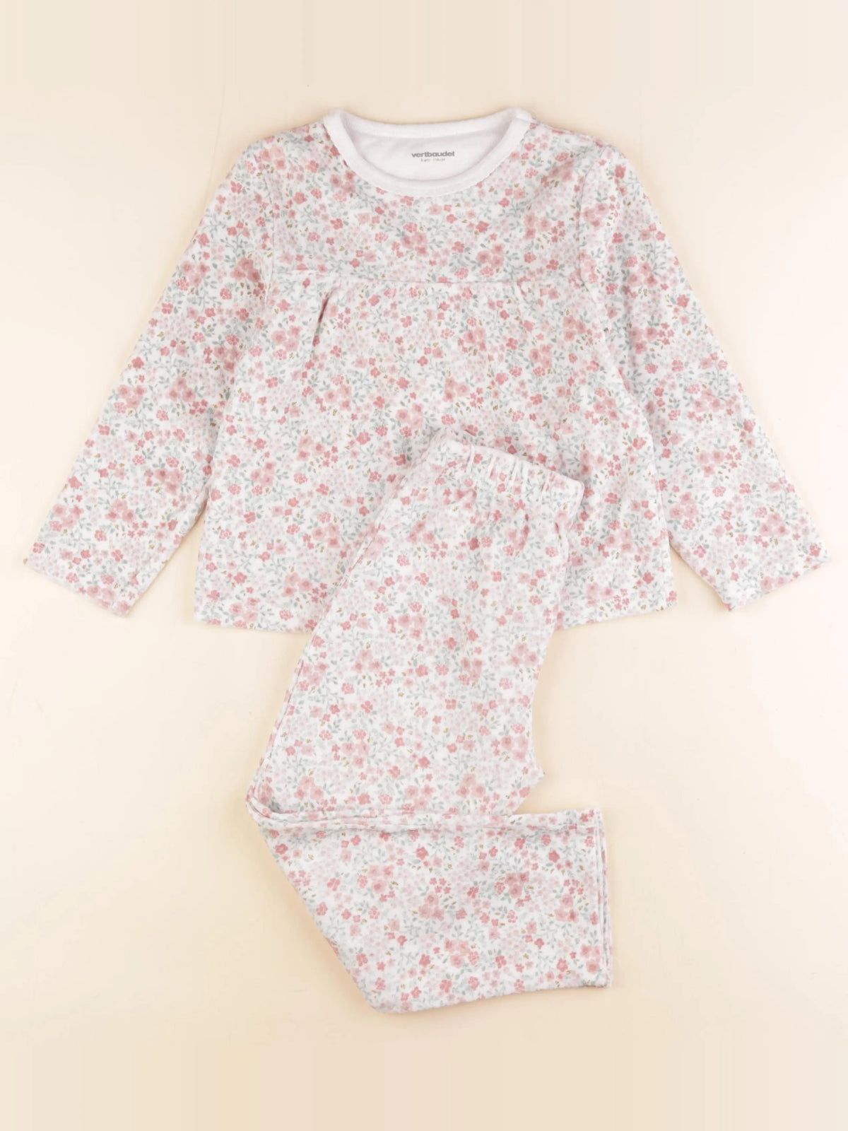 Vertbaudet - pyjama velours blanc - 6 ans