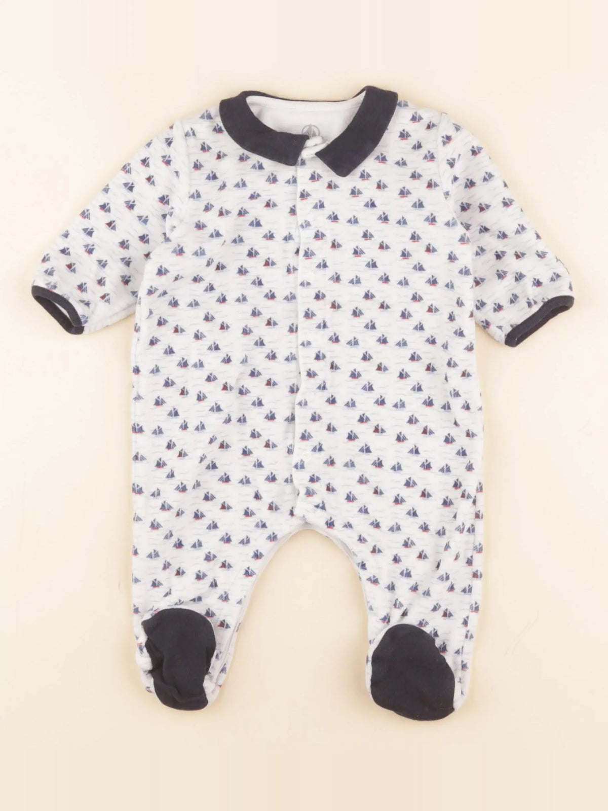 Petit Bateau - pyjama coton bleu, blanc - 3 mois