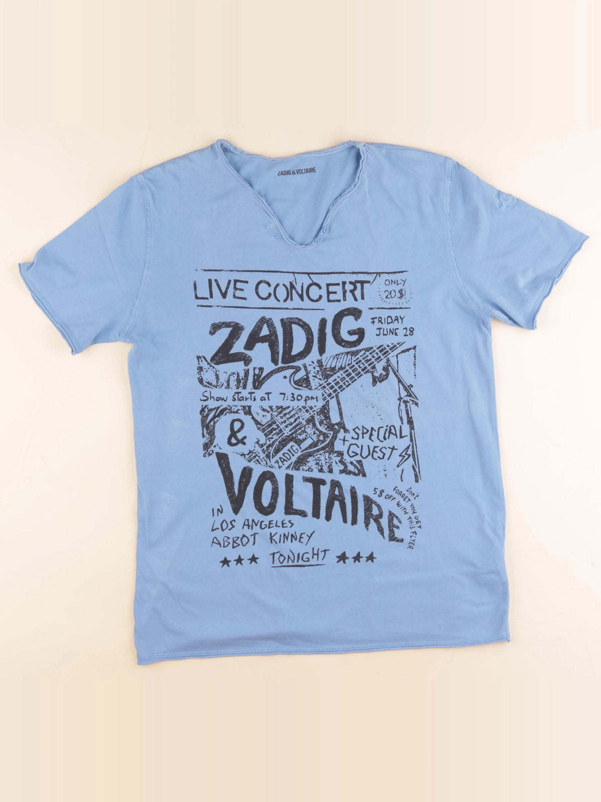 Zadig & Voltaire - tee-shirt bleu - 16 ans