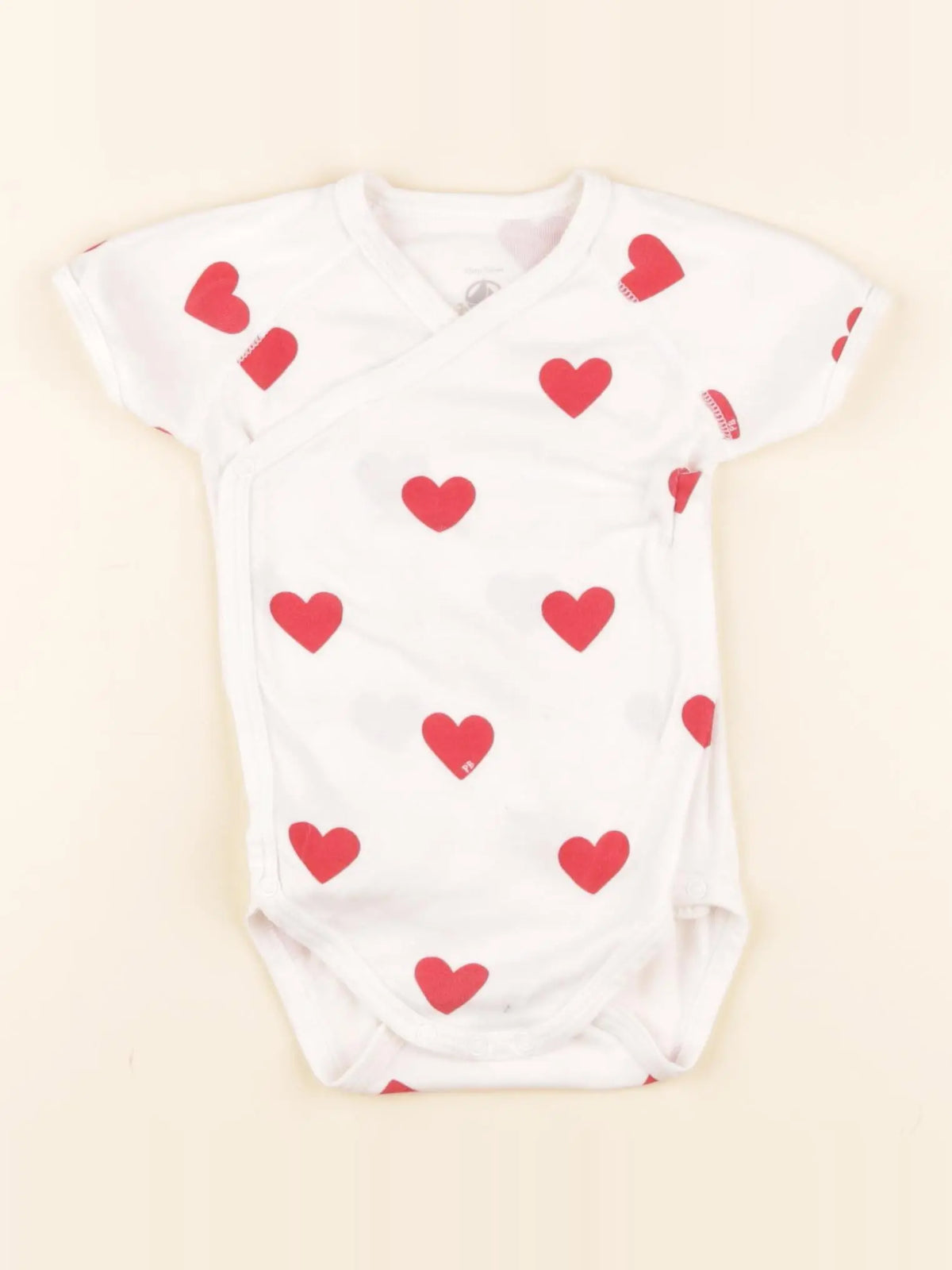 Petit Bateau - body blanc, rouge - 12 mois