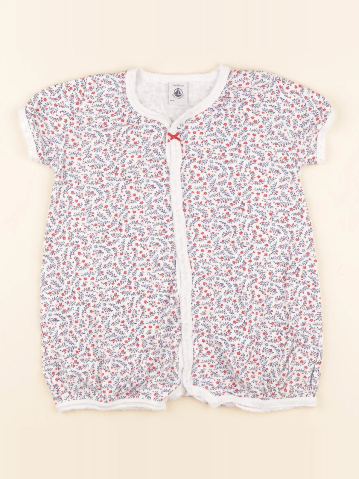 Petit Bateau - pyjama coton bleu, blanc, rouge - 18 mois