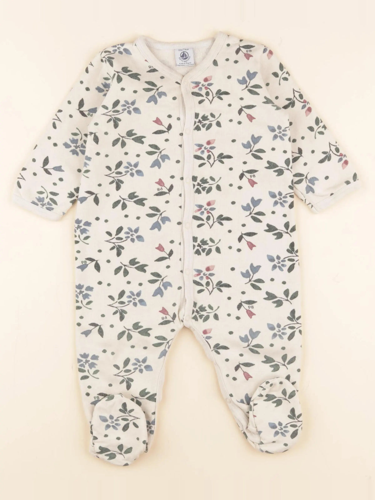 Petit Bateau - pyjama coton beige - 12 mois
